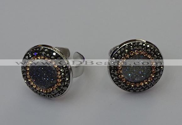 NGR2138 20mm - 22mm coin plated druzy agate rings wholesale