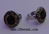 NGR2139 20mm - 22mm coin plated druzy agate gemstone rings