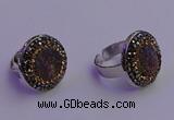 NGR2141 20mm - 22mm coin plated druzy agate gemstone rings