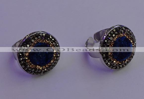 NGR2142 20mm - 22mm coin plated druzy agate gemstone rings