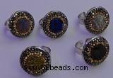 NGR2143 20mm - 22mm coin plated druzy agate gemstone rings