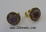 NGR2144 20mm - 22mm coin plated druzy agate rings wholesale