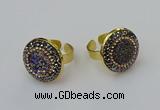 NGR2146 20mm - 22mm coin plated druzy agate rings wholesale