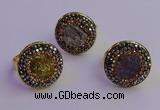 NGR2150 20mm - 22mm coin plated druzy agate gemstone rings