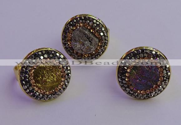 NGR2150 20mm - 22mm coin plated druzy agate gemstone rings