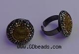 NGR2156 20mm - 22mm coin plated druzy agate gemstone rings