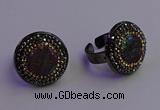 NGR2158 20mm - 22mm coin plated druzy agate gemstone rings