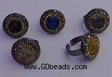 NGR2160 20mm - 22mm coin plated druzy agate gemstone rings