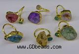 NGR219 8*9mm - 20*25mm freeform druzy agate gemstone rings