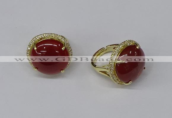 NGR234 20mm flat round agate gemstone rings wholesale