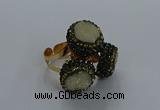 NGR290 14mm - 16mm coin plated druzy agate gemstone rings