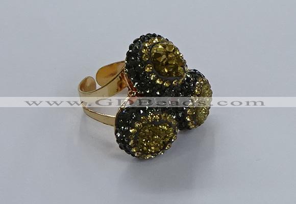 NGR293 14mm - 16mm coin plated druzy agate gemstone rings