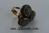 NGR294 14mm - 16mm coin plated druzy agate gemstone rings