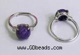 NGR3004 925 sterling silver with 10mm flat  round charoite rings