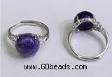 NGR3007 925 sterling silver with 12mm flat  round charoite rings