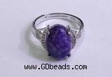 NGR3033 925 sterling silver with 10*14mm oval charoite rings