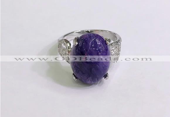 NGR3043 925 sterling silver with 12*16mm oval charoite rings