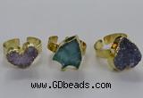 NGR321 14*15mm - 15*18mm heart druzy agate gemstone rings