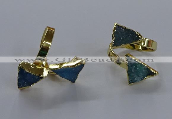 NGR339 12*14mm - 12*16mm triangle druzy agate gemstone rings