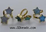 NGR345 15*15mm - 18*18mm star druzy agate gemstone rings