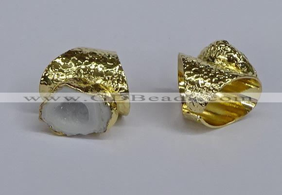 NGR372 15*20mm - 20*25mm freeform druzy agate rings wholesale