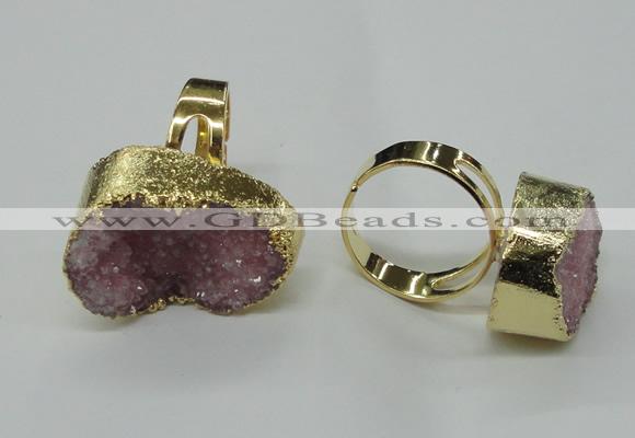 NGR53 18*25mm - 20*30mm freeform plated druzy agate rings