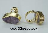 NGR54 18*25mm - 20*30mm freeform plated druzy agate rings