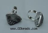 NGR66 15*20mm - 18*25mm freeform plated druzy agate rings