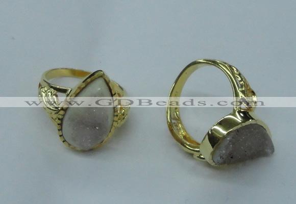 NGR68 12*16mm - 13*18mm freeform plated druzy agate rings