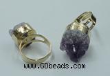 NGR85 12*16mm - 18*20mm freeform druzy amethyst gemstone rings