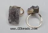 NGR89 15*25mm - 18*28mm freeform druzy amethyst gemstone rings