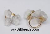 NGR95 15*20mm - 20*25mm nuggets plated druzy quartz rings