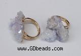 NGR96 15*20mm - 20*25mm nuggets plated druzy quartz rings