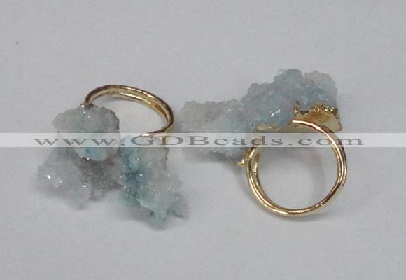 NGR97 15*20mm - 20*25mm nuggets plated druzy quartz rings