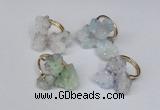 NGR99 15*20mm - 20*25mm nuggets plated druzy quartz rings