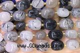 NUGG157 15 inches 10*12mm - 13*18mm nuggets black rutilated quartz beads