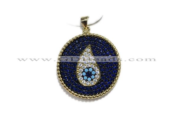 Pend110 28mm copper circle pendant pave zirconia gold plated