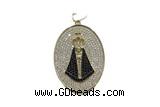 Pend116 27*35mm copper oval pendant pave zirconia gold plated