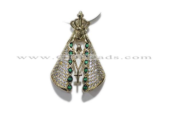 Pend119 22*30mm copper pendant pave zirconia gold plated