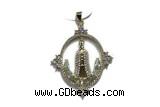 Pend120 35*40mm copper pendant pave zirconia gold plated