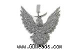 Pend123 40mm copper eagle pendant pave zirconia silver plated