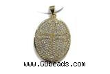 Pend127 21*24mm copper oval pendant pave zirconia gold plated