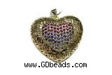 Pend129 28*33mm copper heart pendant pave zirconia gold plated