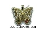 Pend133 20*25mm copper butterfly pendant pave zirconia gold plated