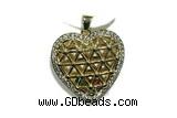 Pend134 22mm copper heart pendant pave shell zirconia gold plated