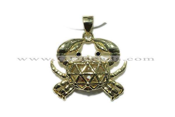 Pend138 20*25mm copper crab pendant gold plated