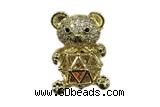 Pend140 14*19mm copper bear pendant pave zirconia gold plated