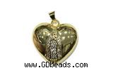 Pend147 24mm copper heart pendant pave zirconia gold plated