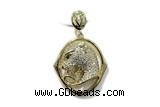 Pend156 25mm copper pendant pave zirconia gold plated