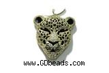 Pend158 28mm copper leopard pendant pave zirconia gold plated